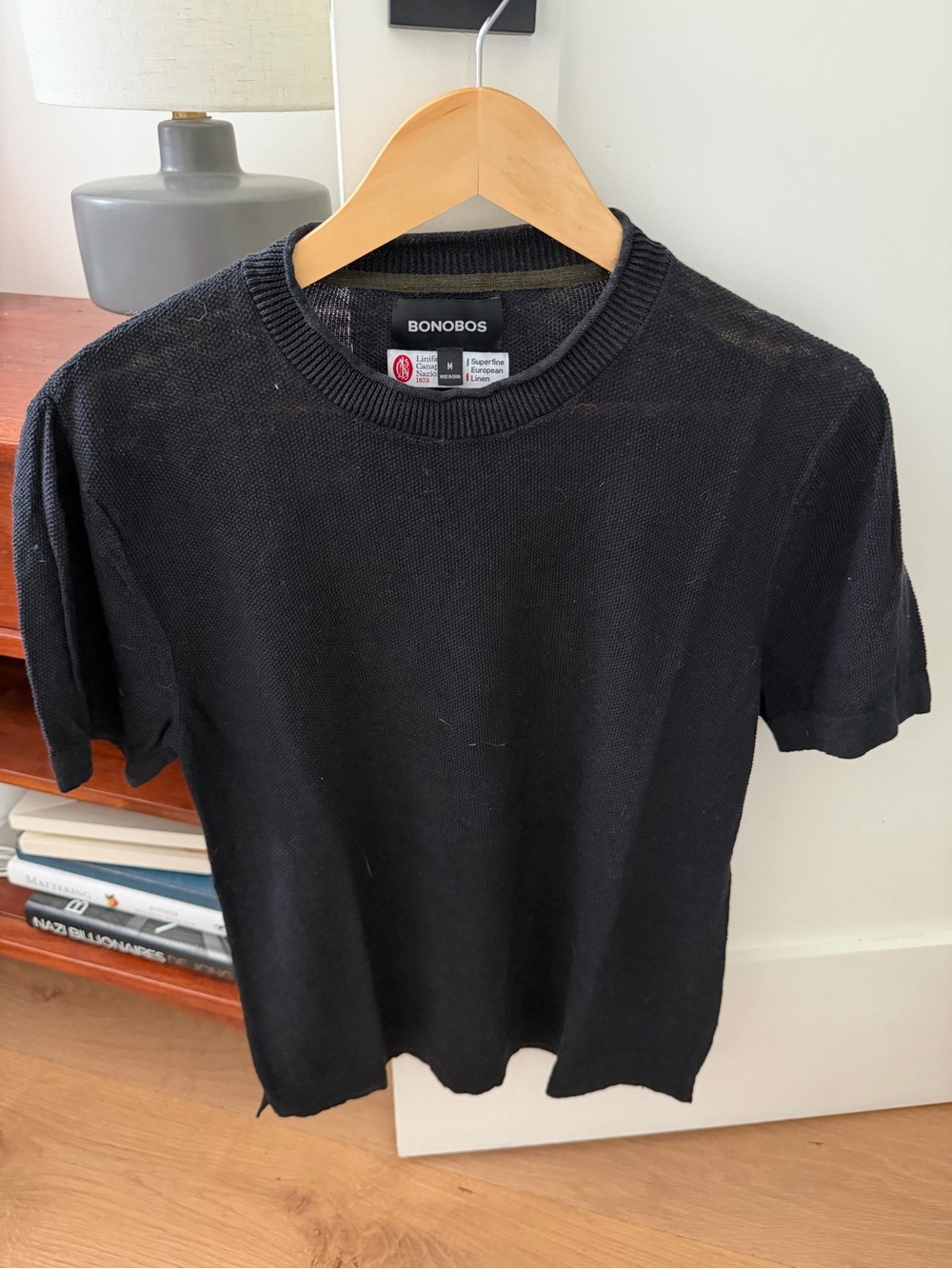 Bonobos Superfine European Linen Shirt Black Knit Short-Sleeve Crewneck Tee